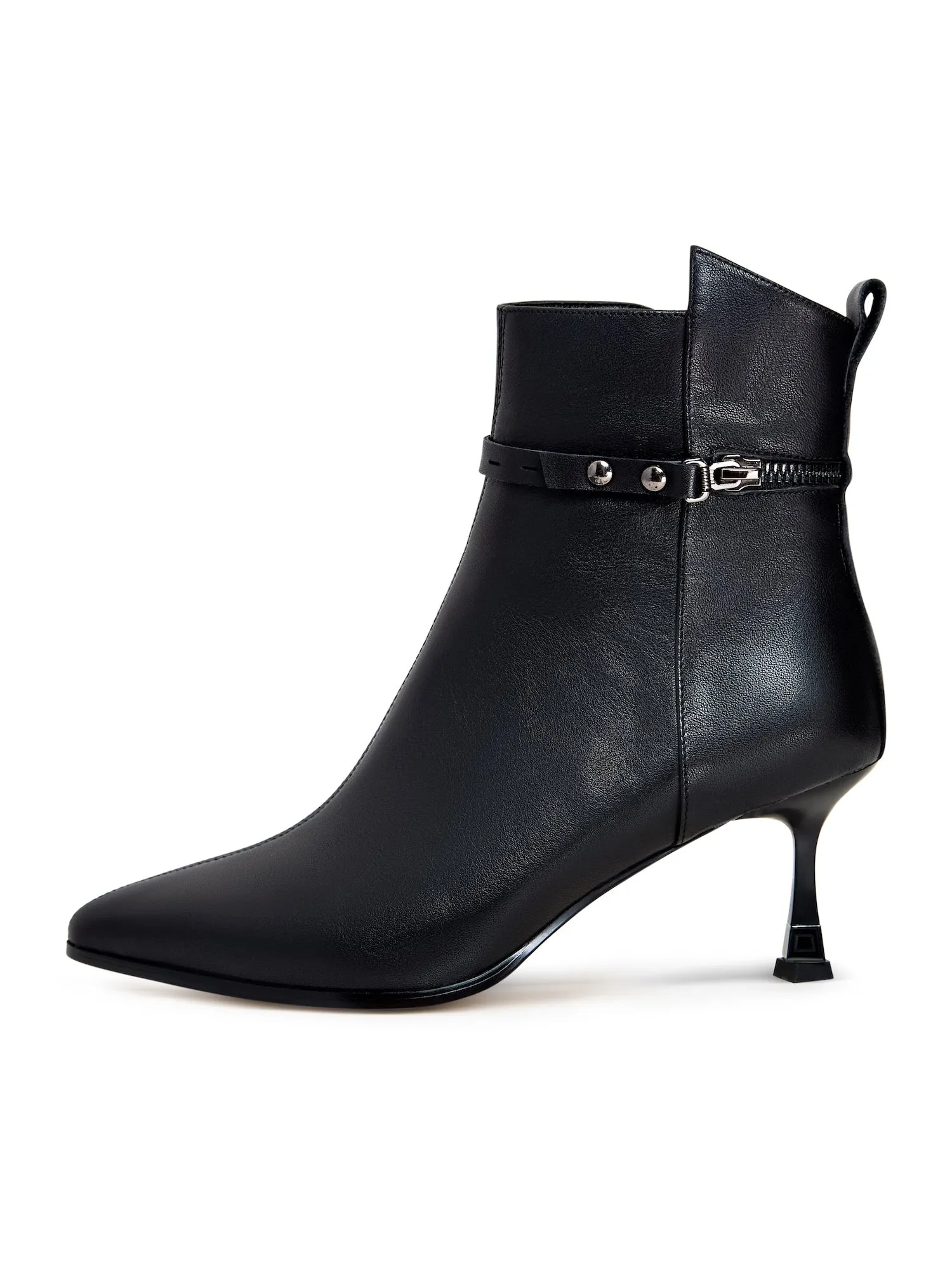 High Heeled Leather Ankle Boots