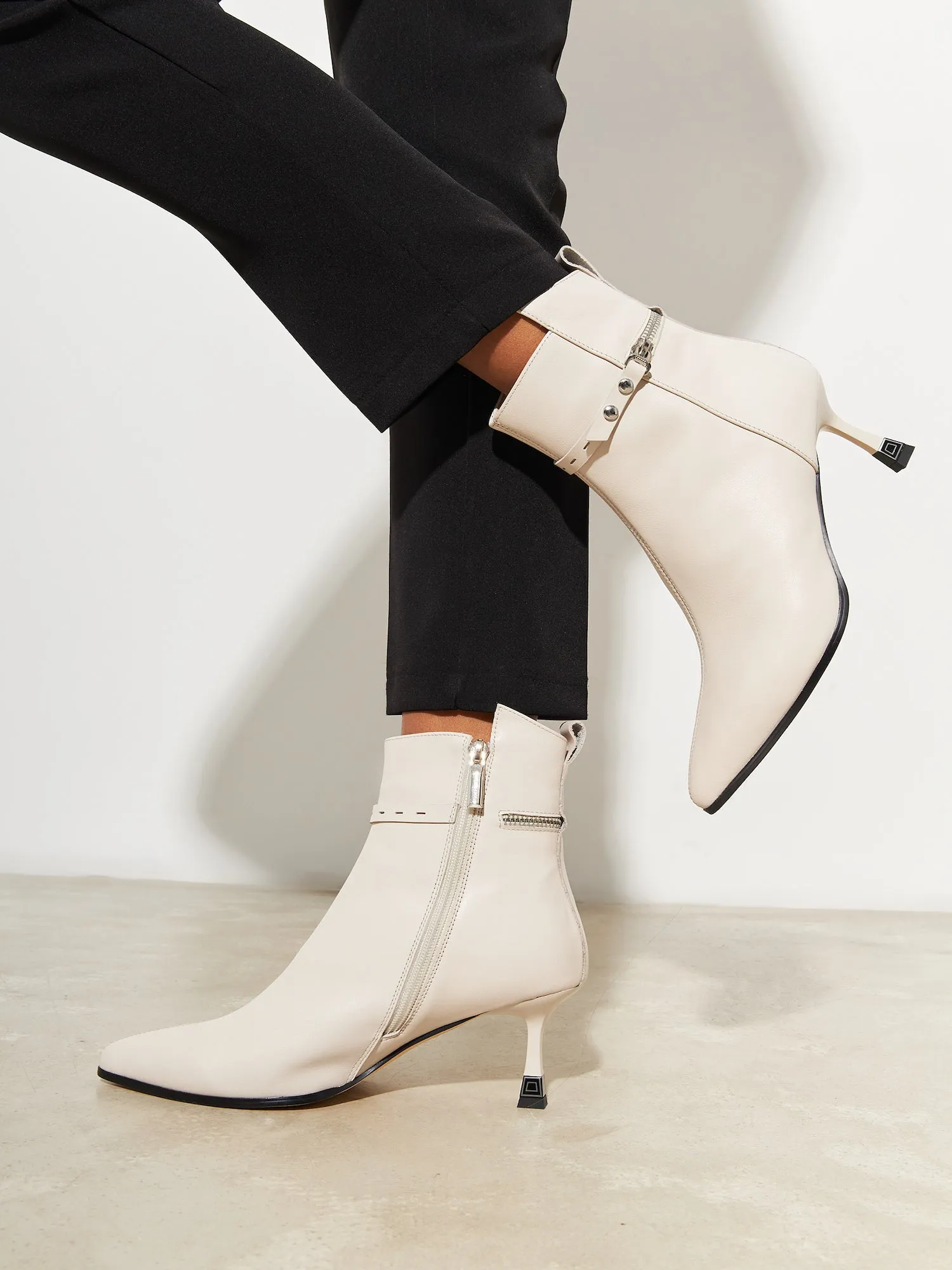 High Heeled Leather Ankle Boots