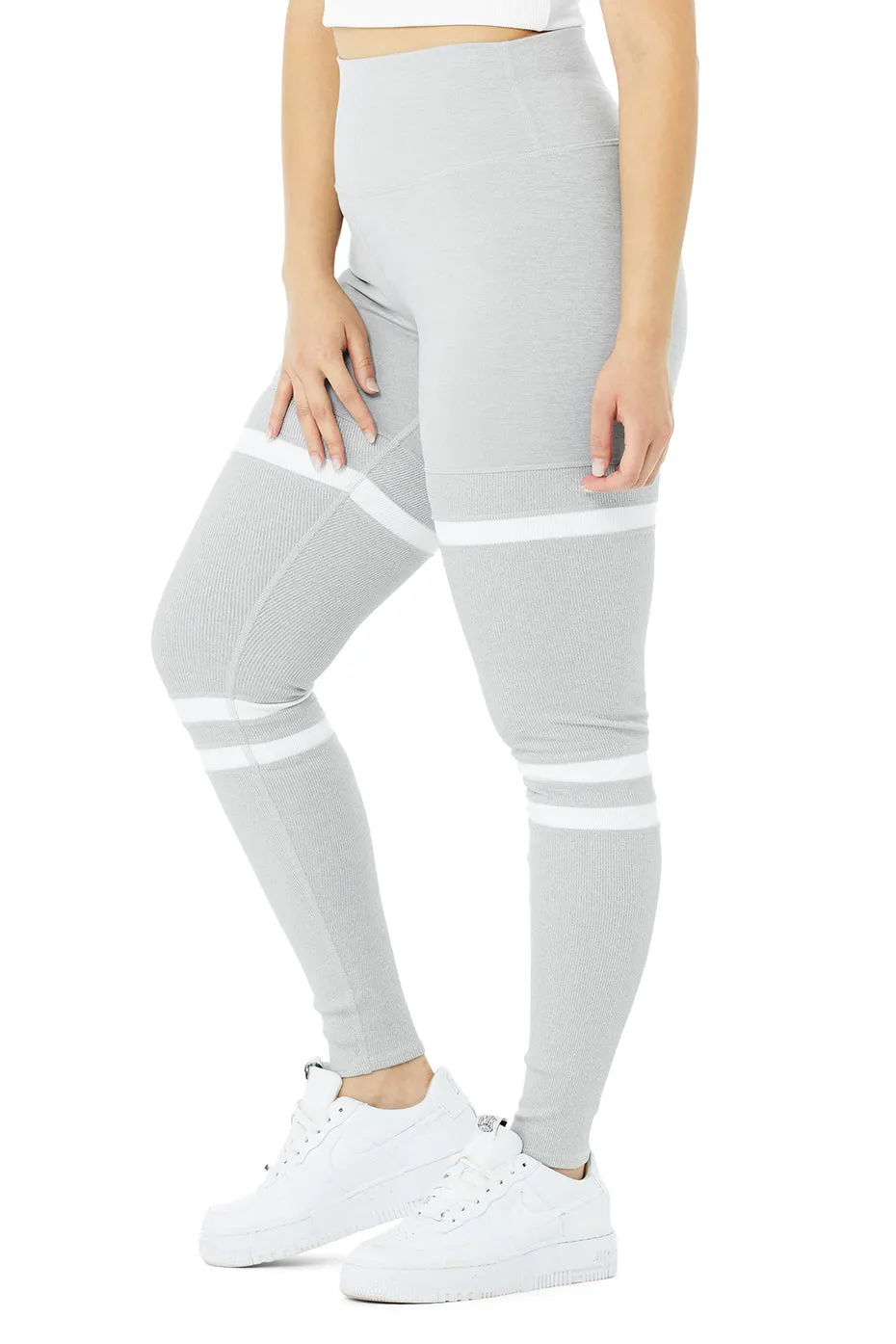 High-Waist Legit Legging - Athletic Heather Grey/White