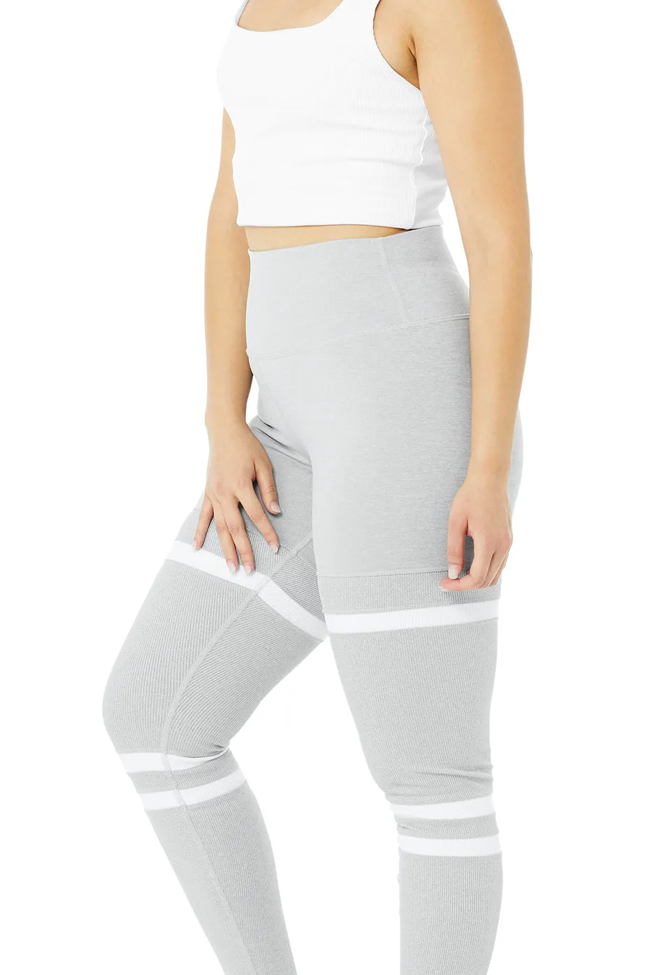 High-Waist Legit Legging - Athletic Heather Grey/White