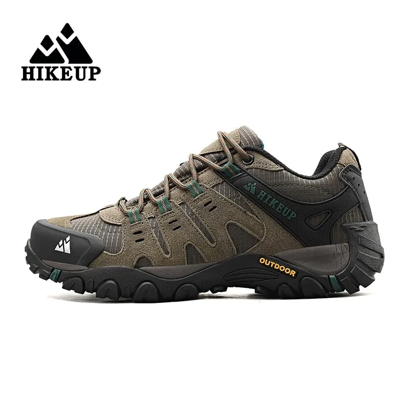 HIKEUP Men&#39;s Hiking Shoes Suede Leather Outdoor Shoes Wear-resistant Men Trekking Walking Hunting Tactical Sneakers