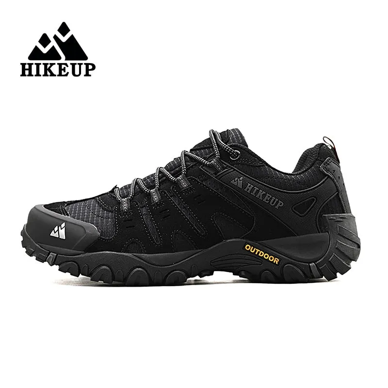 HIKEUP Men&#39;s Hiking Shoes Suede Leather Outdoor Shoes Wear-resistant Men Trekking Walking Hunting Tactical Sneakers