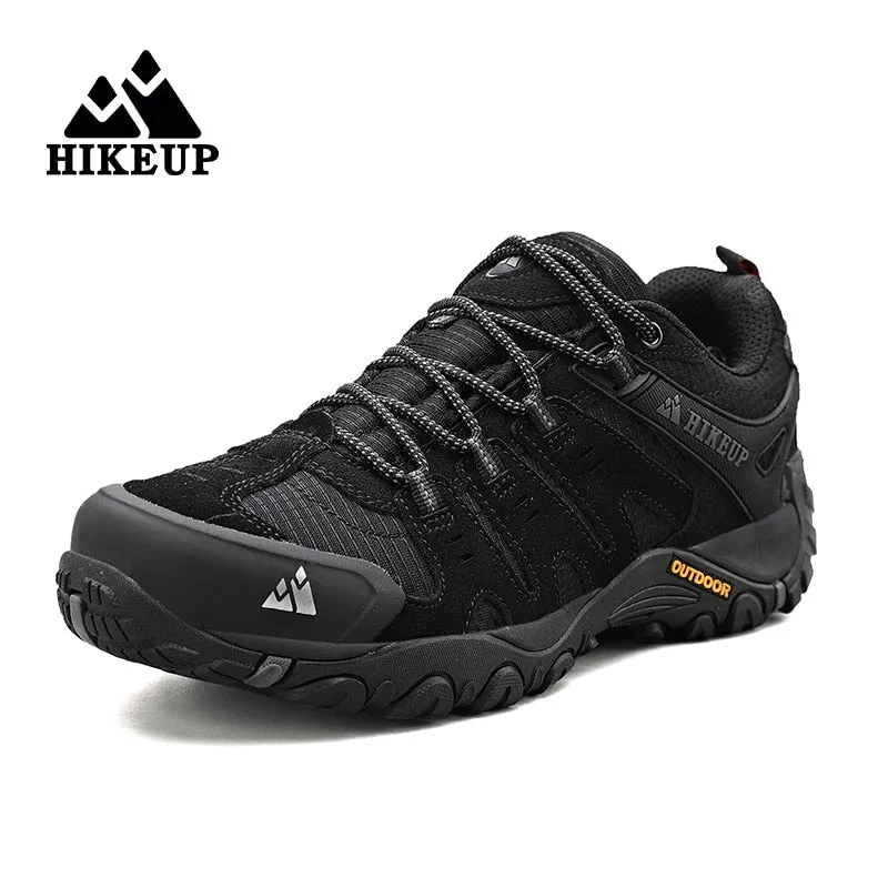 HIKEUP Men&#39;s Hiking Shoes Suede Leather Outdoor Shoes Wear-resistant Men Trekking Walking Hunting Tactical Sneakers