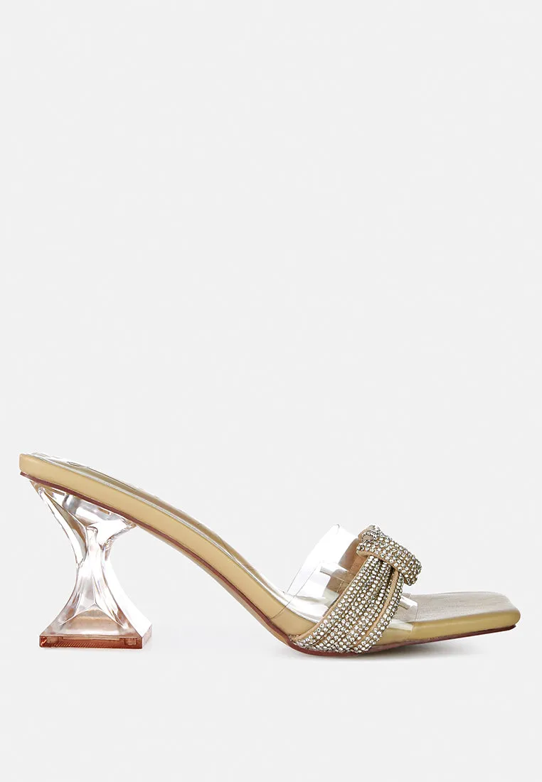 Hiorda Rhinestone Knotted Spool Heel Sandals