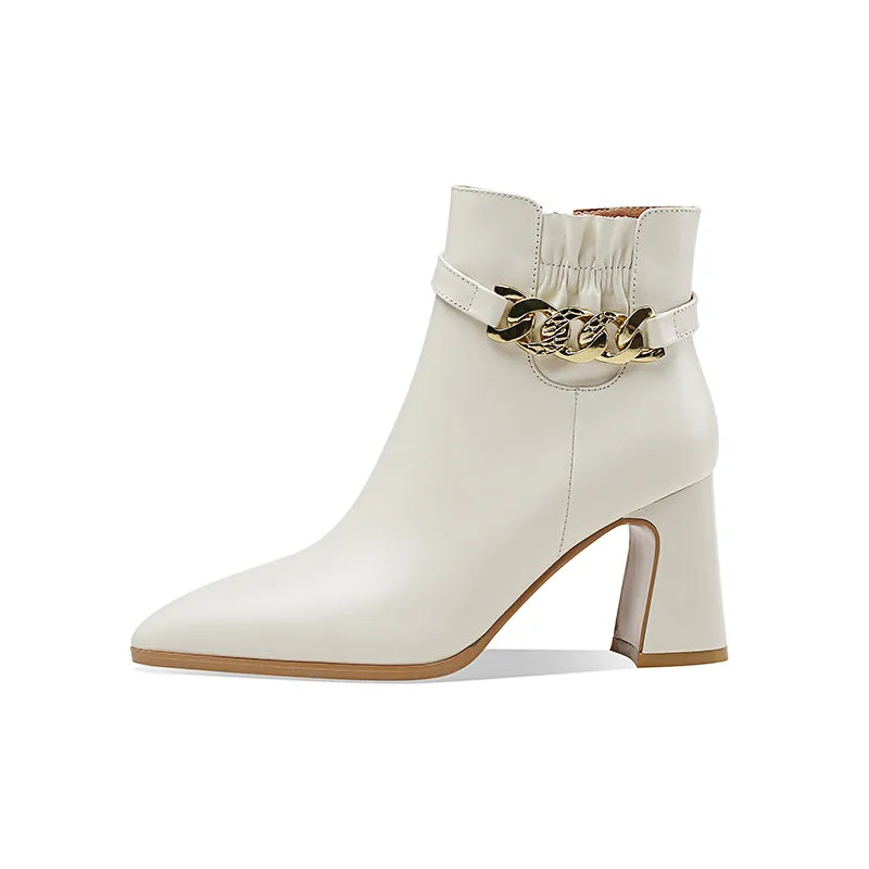 Ina Block Heel Beige Boots Women