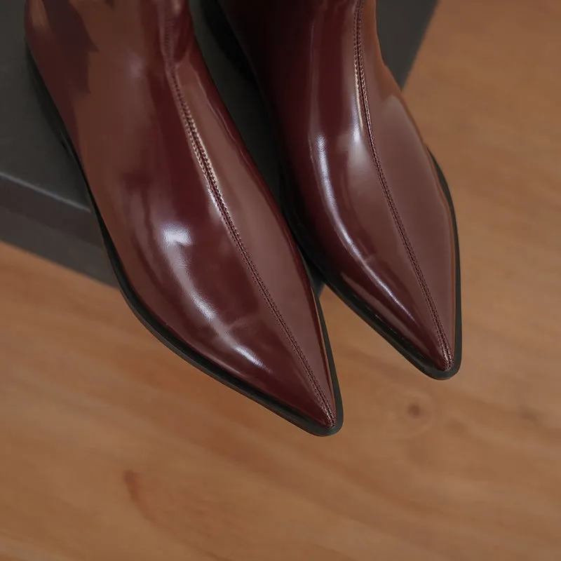 Indie Pointed Toe Burgundy Ankle Boots