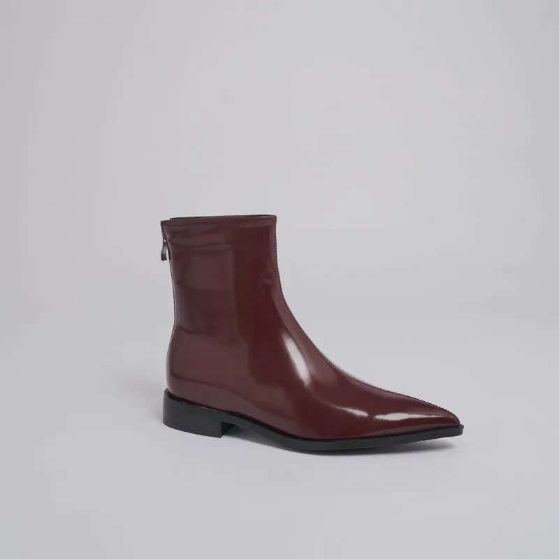 Indie Pointed Toe Burgundy Ankle Boots