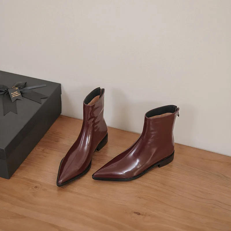 Indie Pointed Toe Burgundy Ankle Boots