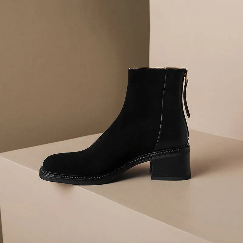 Ira Black Square Toe Ankle Boots