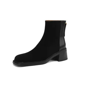 Ira Black Square Toe Ankle Boots