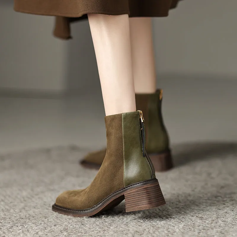 Ira Olive Green Ankle Boots