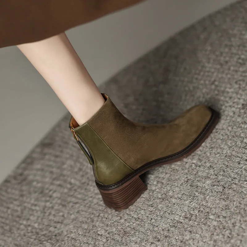 Ira Olive Green Ankle Boots