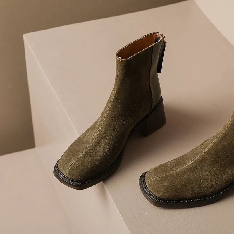 Ira Olive Green Ankle Boots