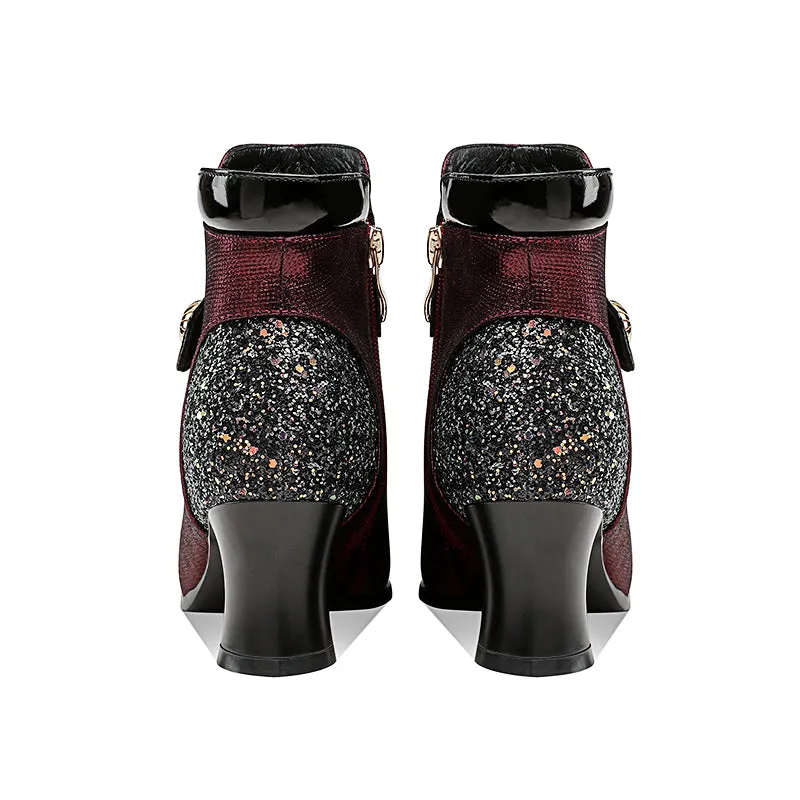 Isley Pointed Toe Burgundy Boots Women