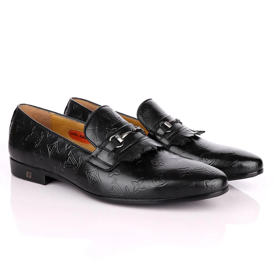 John Foster "LV croc Skin" French Classic Black Shoes