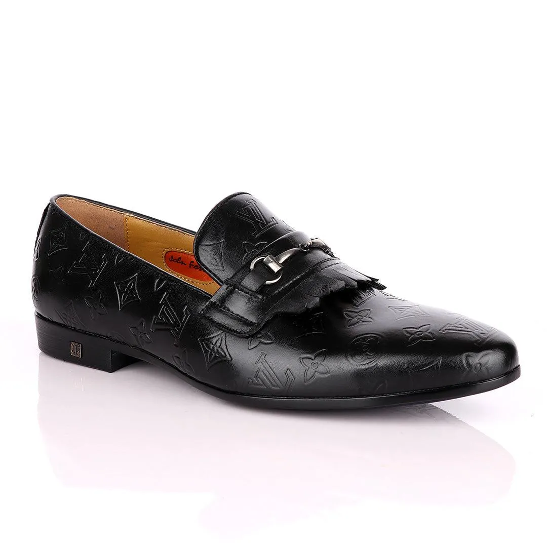 John Foster "LV croc Skin" French Classic Black Shoes