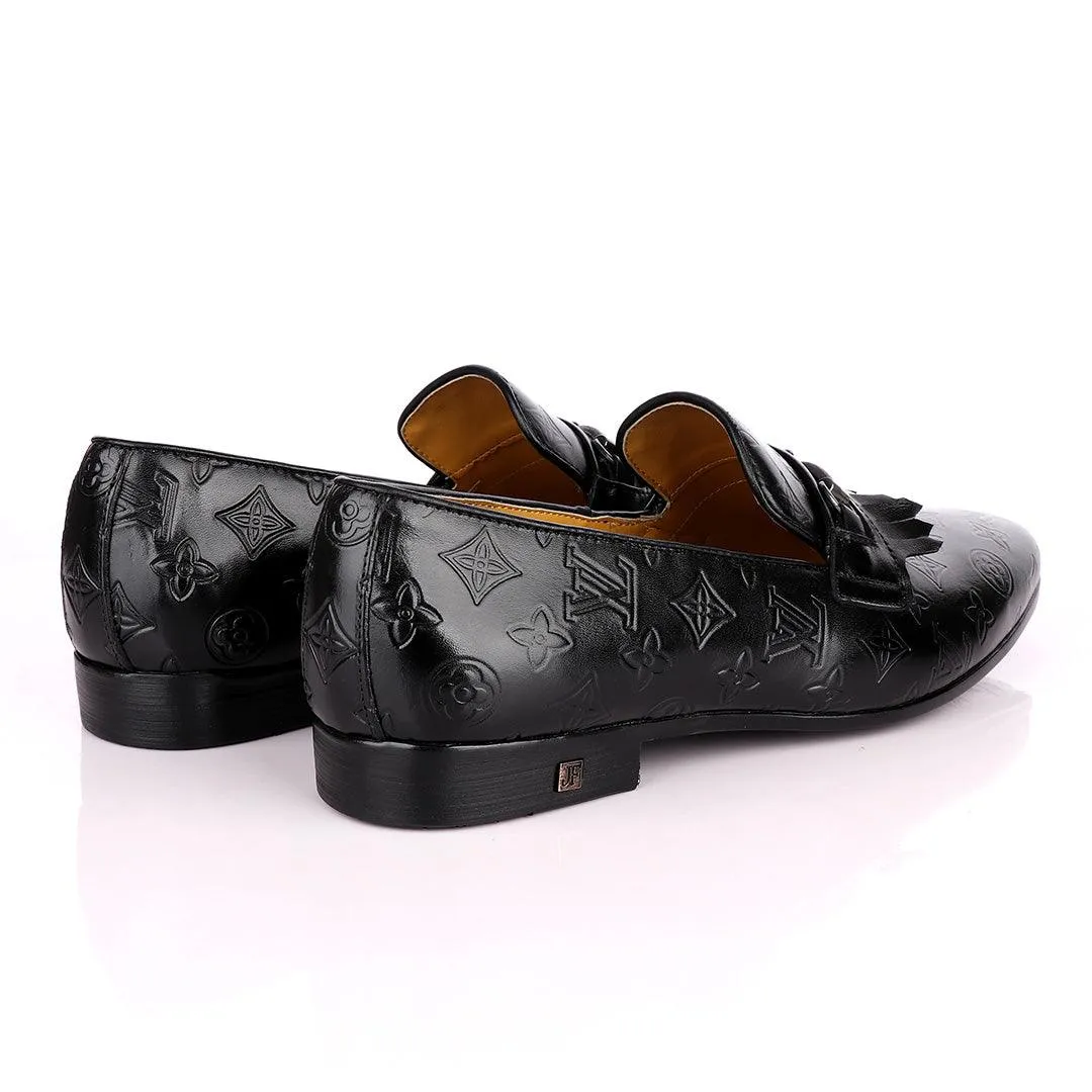 John Foster "LV croc Skin" French Classic Black Shoes