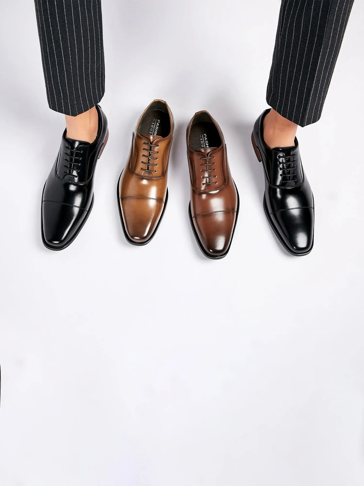 Leather Classic Cap Toe Oxfords Lace up Shoes