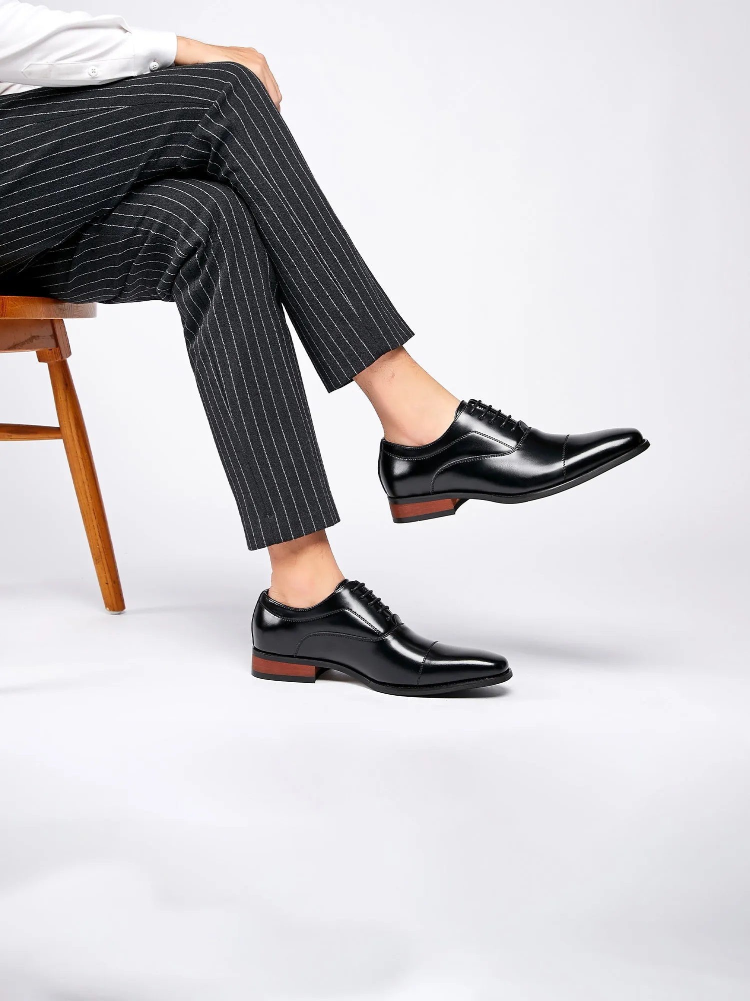 Leather Classic Cap Toe Oxfords Lace up Shoes