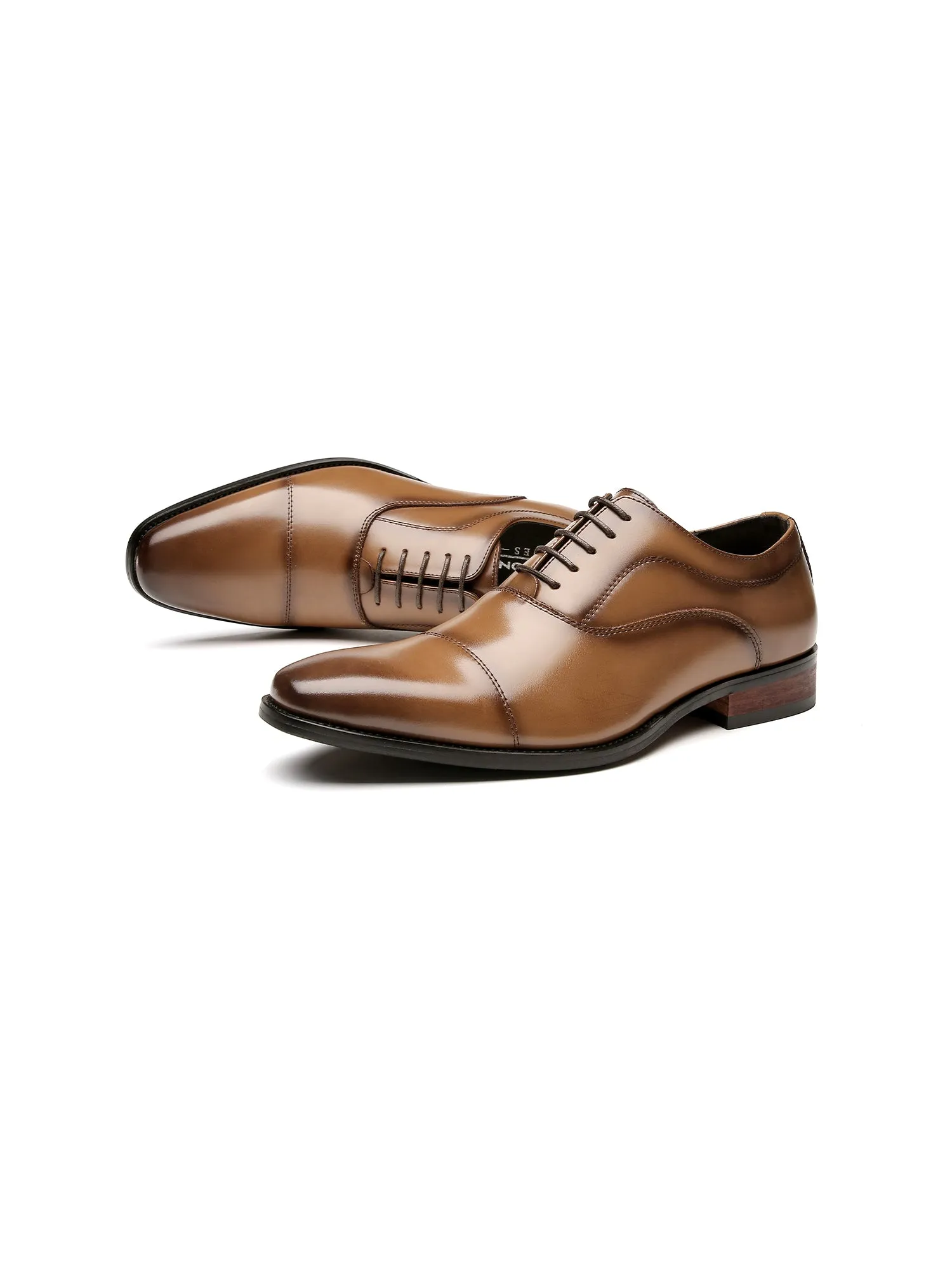 Leather Classic Cap Toe Oxfords Lace up Shoes