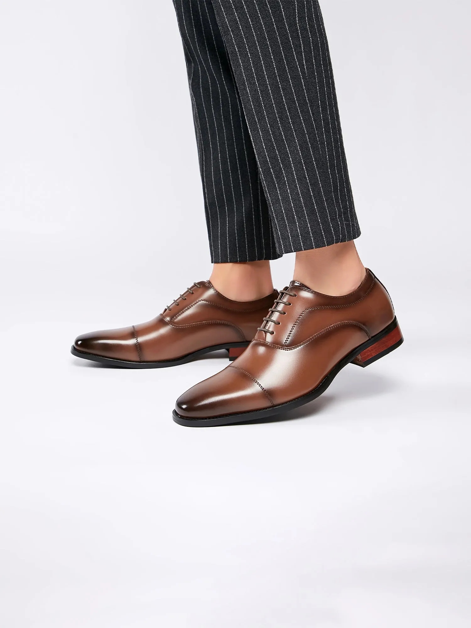 Leather Classic Cap Toe Oxfords Lace up Shoes