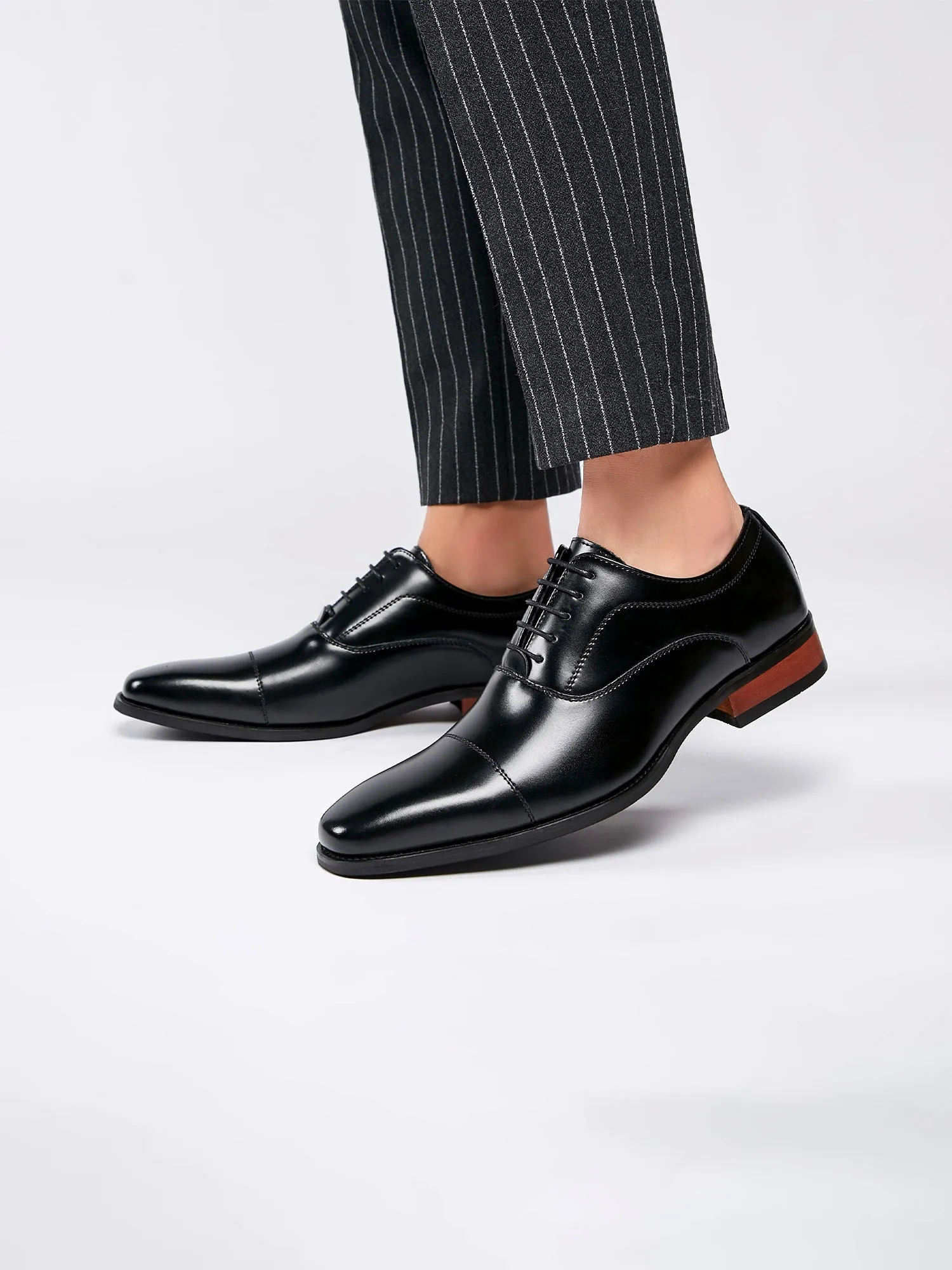 Leather Classic Cap Toe Oxfords Lace up Shoes