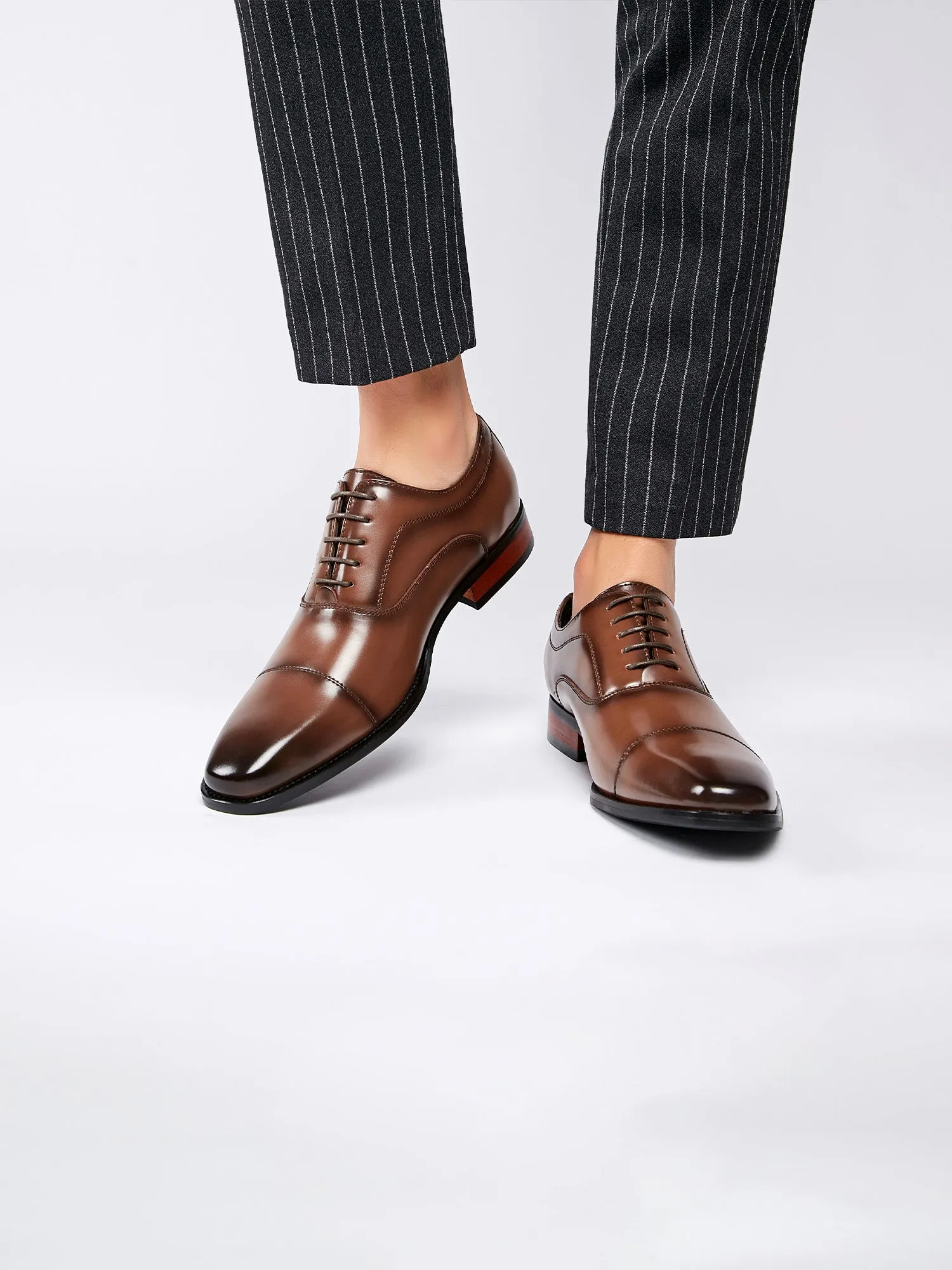 Leather Classic Cap Toe Oxfords Lace up Shoes