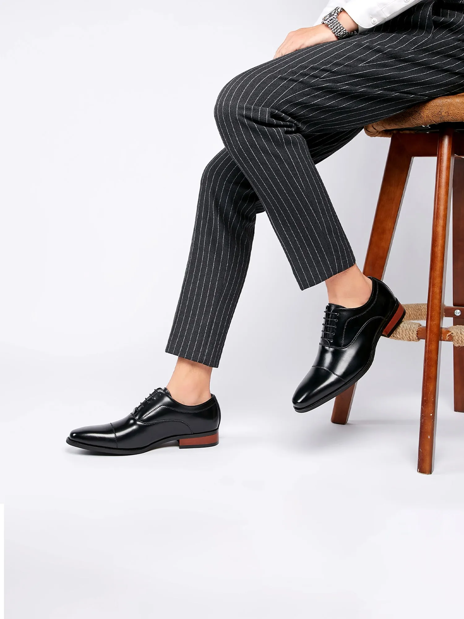 Leather Classic Cap Toe Oxfords Lace up Shoes