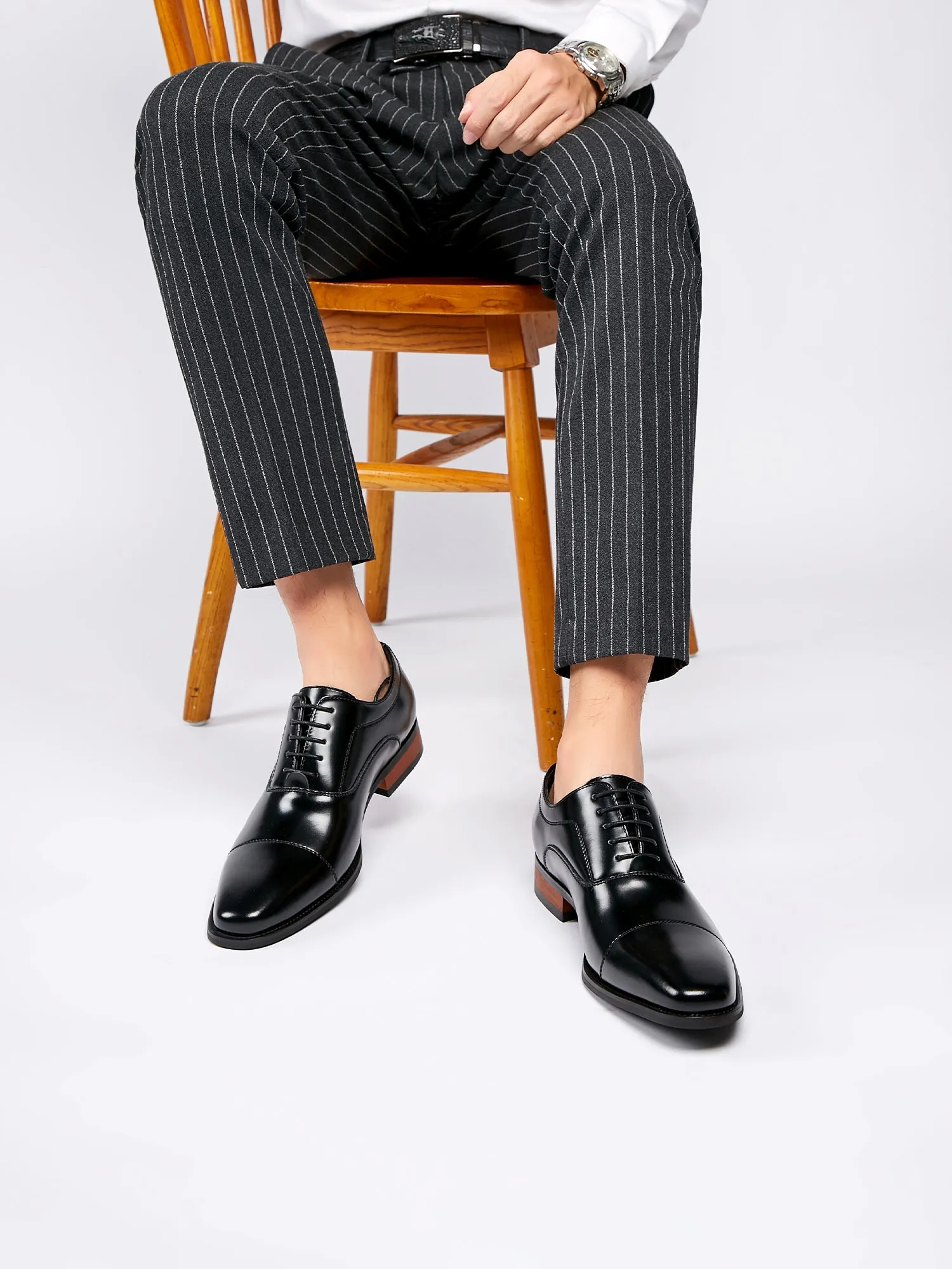 Leather Classic Cap Toe Oxfords Lace up Shoes