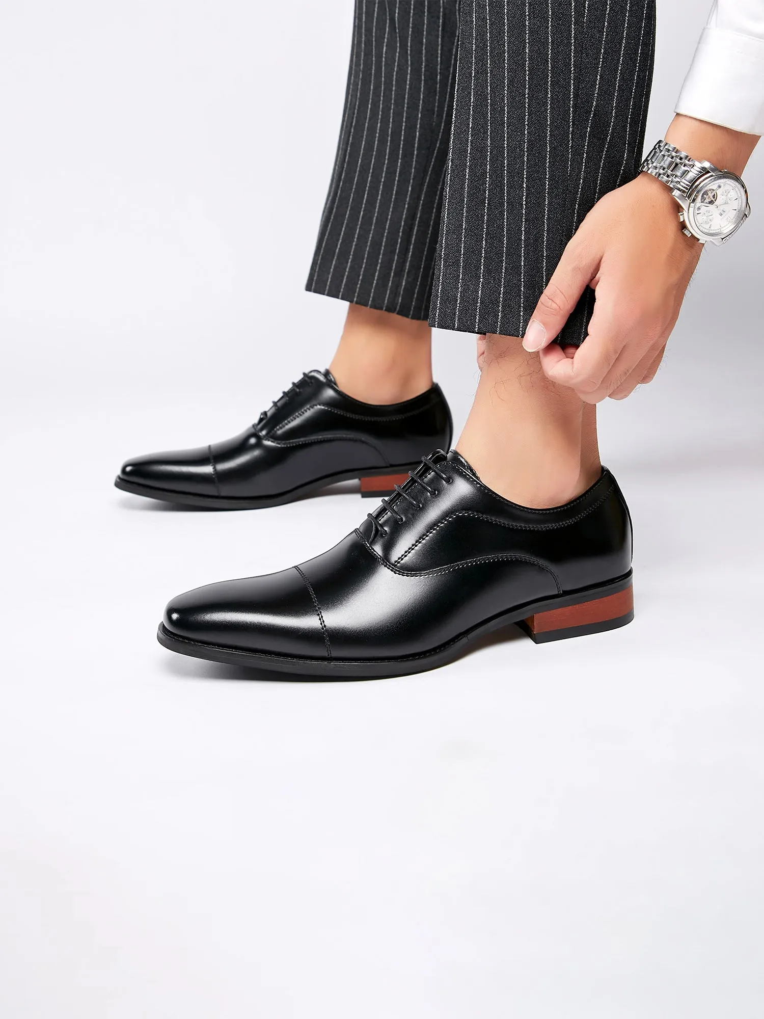 Leather Classic Cap Toe Oxfords Lace up Shoes