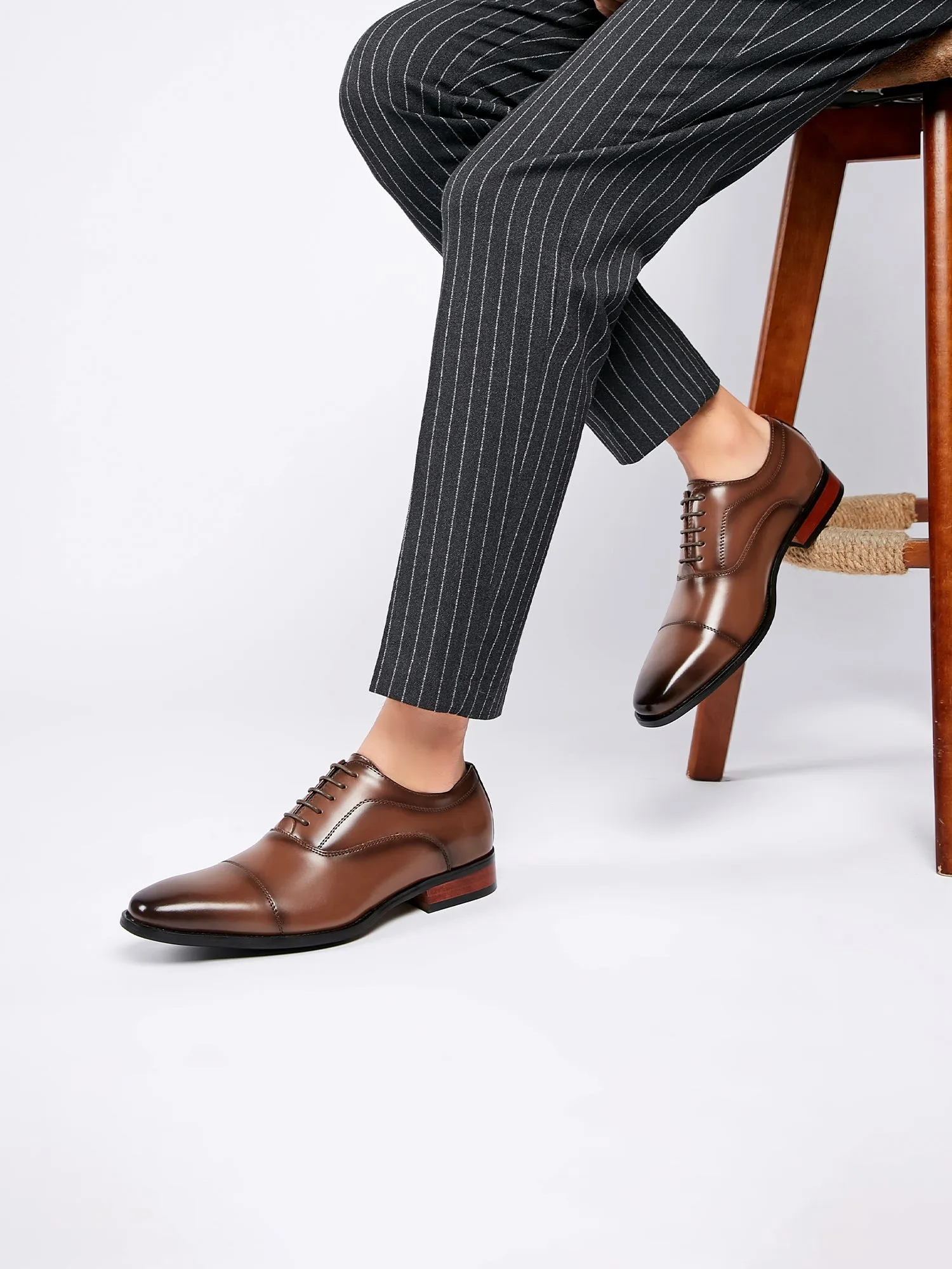 Leather Classic Cap Toe Oxfords Lace up Shoes