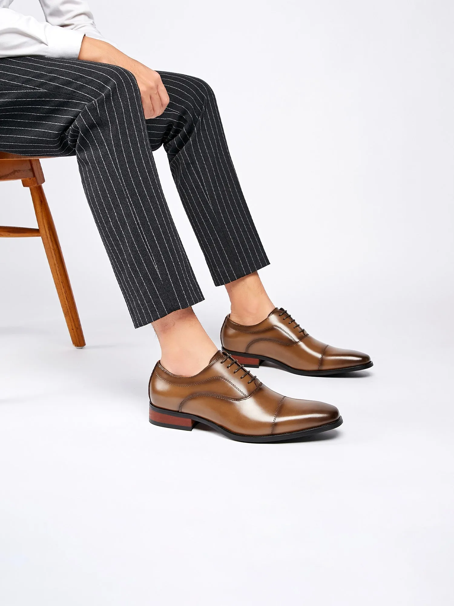 Leather Classic Cap Toe Oxfords Lace up Shoes