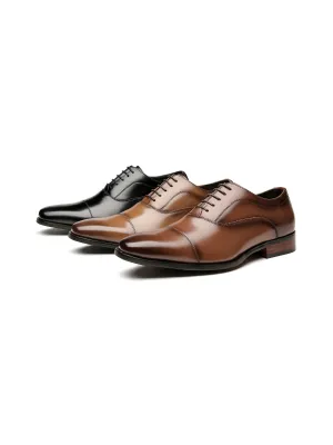 Leather Classic Cap Toe Oxfords Lace up Shoes