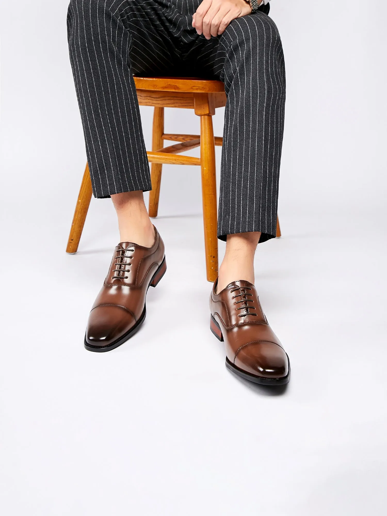 Leather Classic Cap Toe Oxfords Lace up Shoes