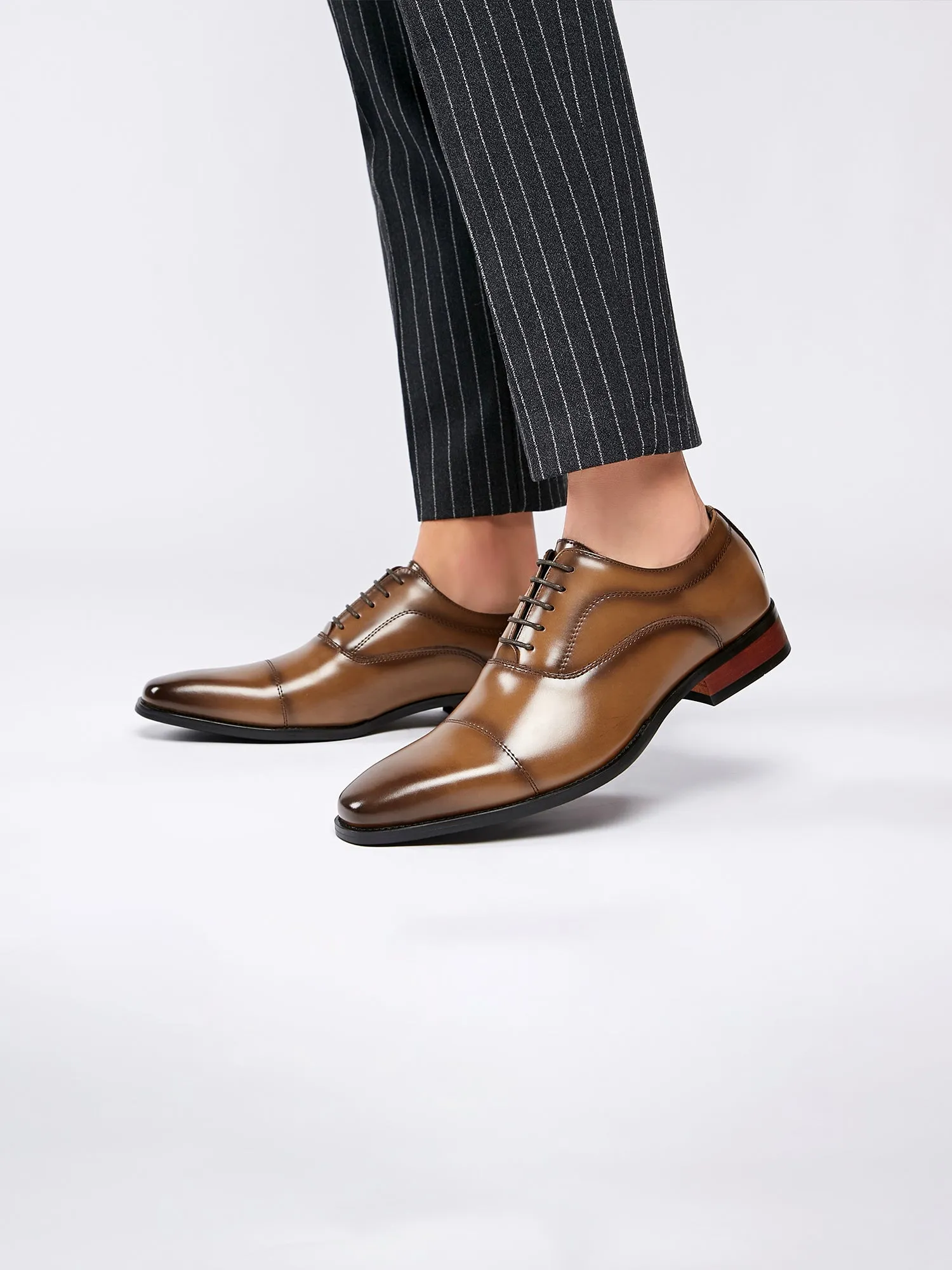 Leather Classic Cap Toe Oxfords Lace up Shoes