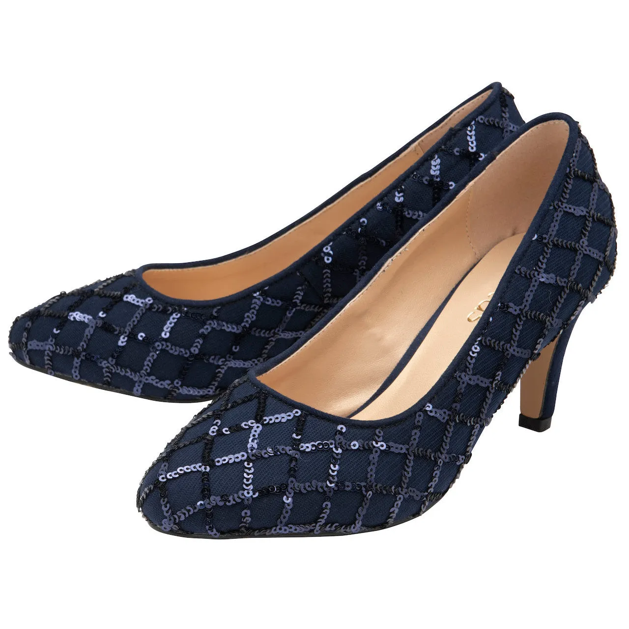 Lotus Lucia Ladies Navy Textile  Heels