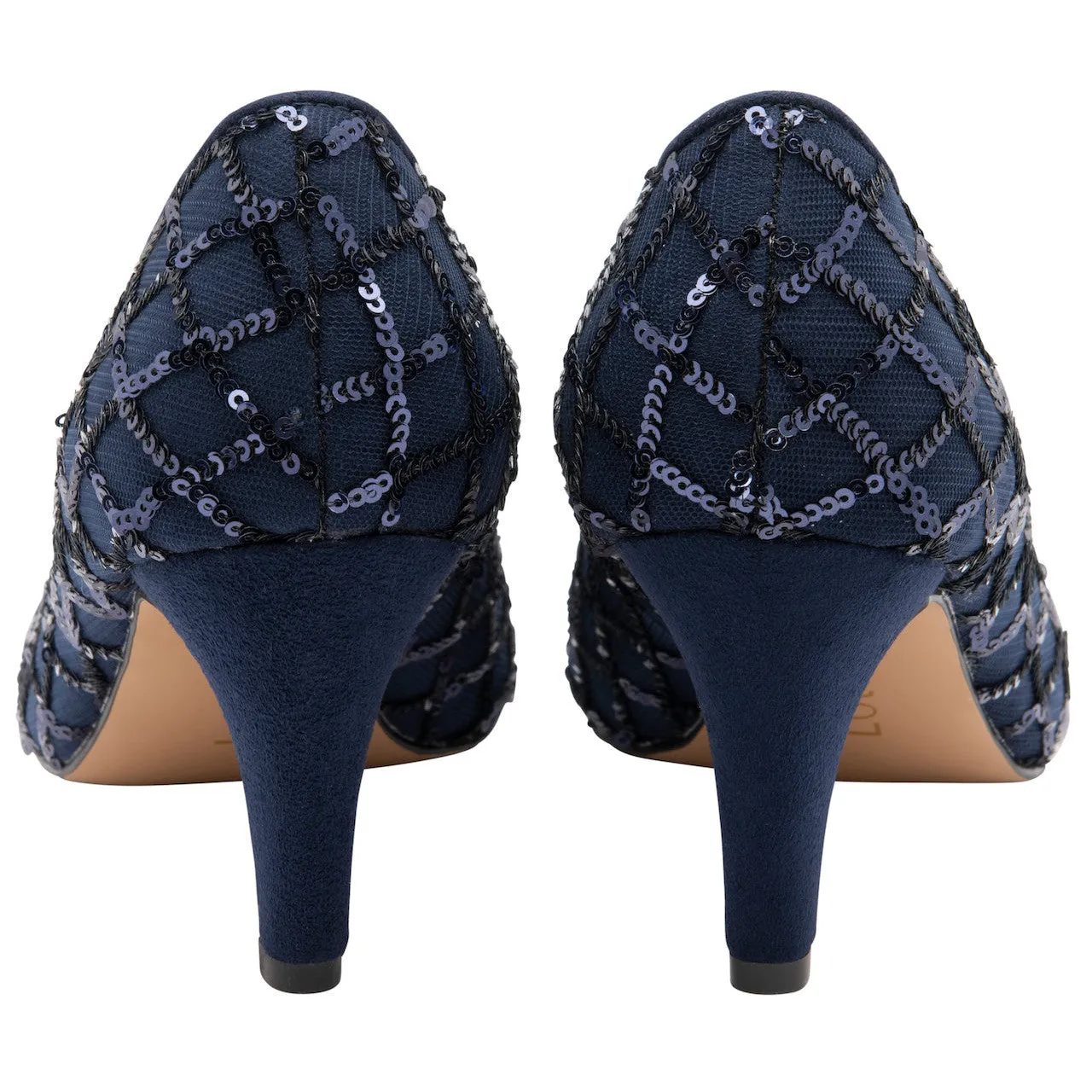 Lotus Lucia Ladies Navy Textile  Heels