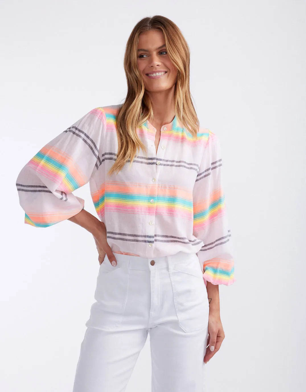 Malibu Blouse - Neon Stripe