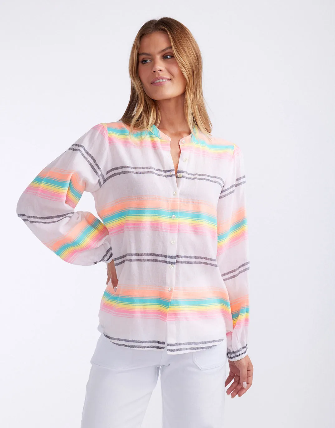 Malibu Blouse - Neon Stripe