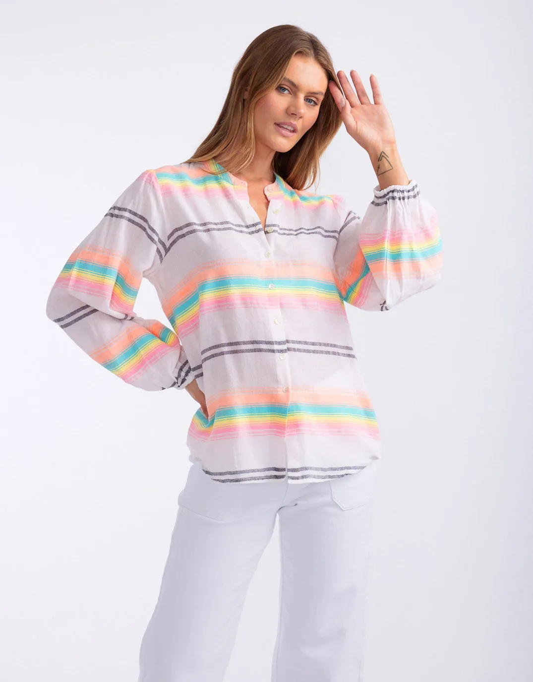 Malibu Blouse - Neon Stripe