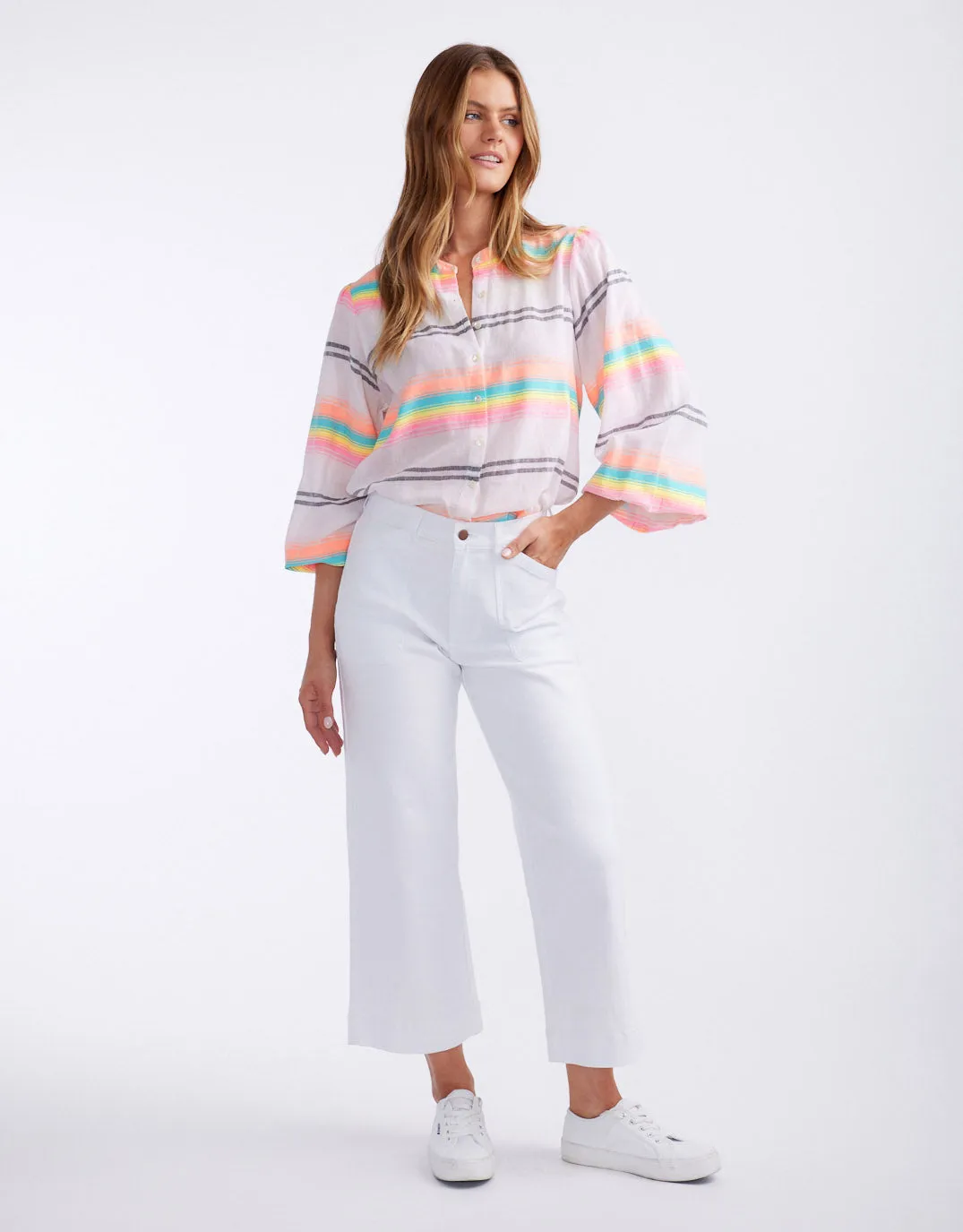 Malibu Blouse - Neon Stripe