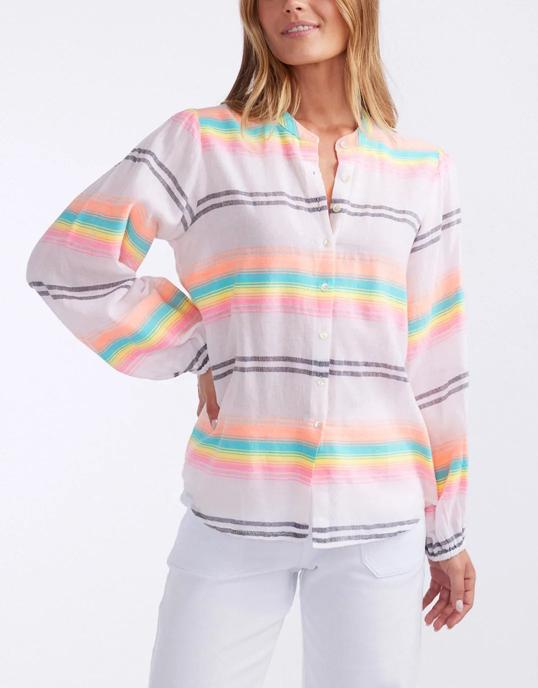 Malibu Blouse - Neon Stripe