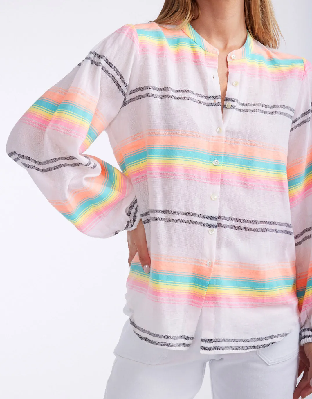 Malibu Blouse - Neon Stripe