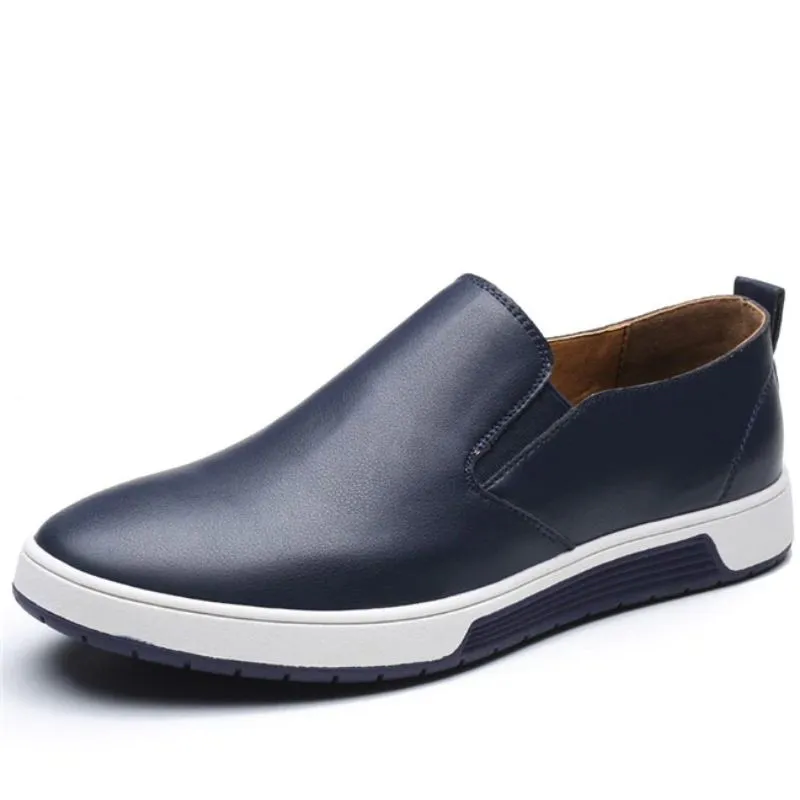 Men's Casual Leather Pull On Comfortable Shoes