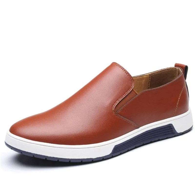 Men's Casual Leather Pull On Comfortable Shoes