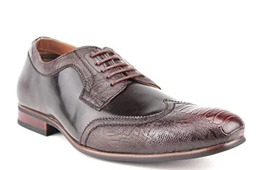 Men's Classic Wing Tip Snake Print Lace Up Oxfords Dress Shoes