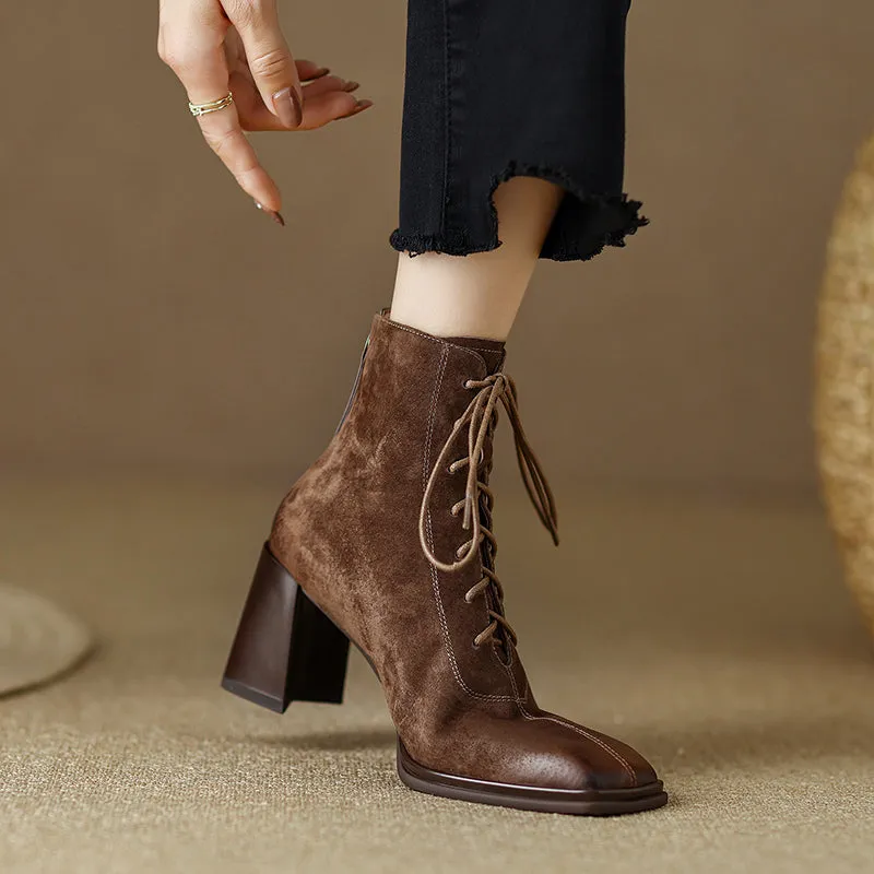 Nyomi Brown Lace up Ankle Boots