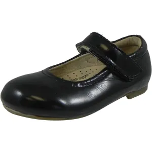 Old Soles Girl's 800 Praline Shoe Black Patent Leather Hook and Loop Mary Jane Flats