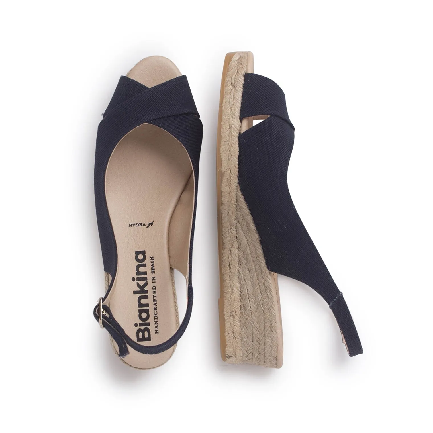 Oliva Organic Canvas Espadrille Wedge Sandals - Navy Blue