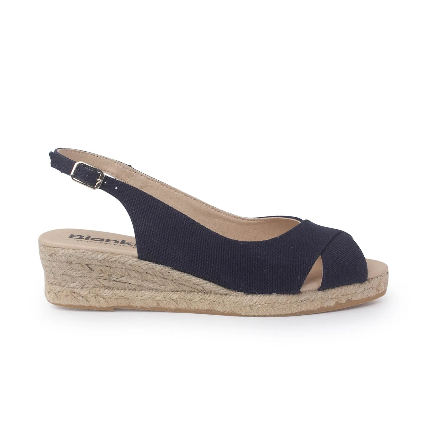 Oliva Organic Canvas Espadrille Wedge Sandals - Navy Blue